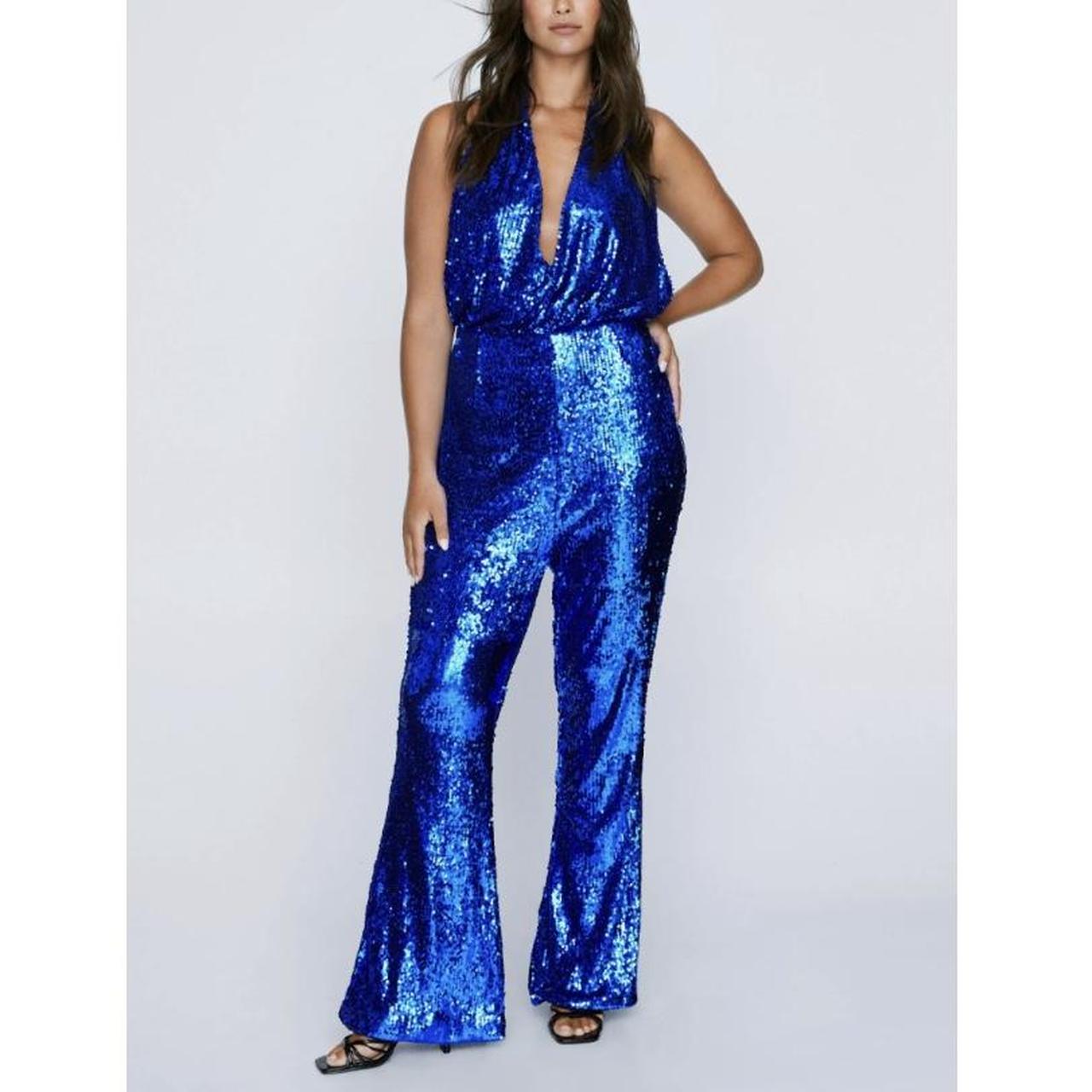 Nasty gal blue sequin jumpsuit. SO cute for eras... - Depop