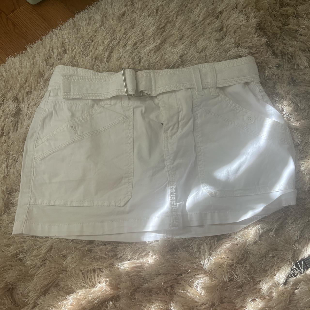 Cute white garage skirt size small Depop