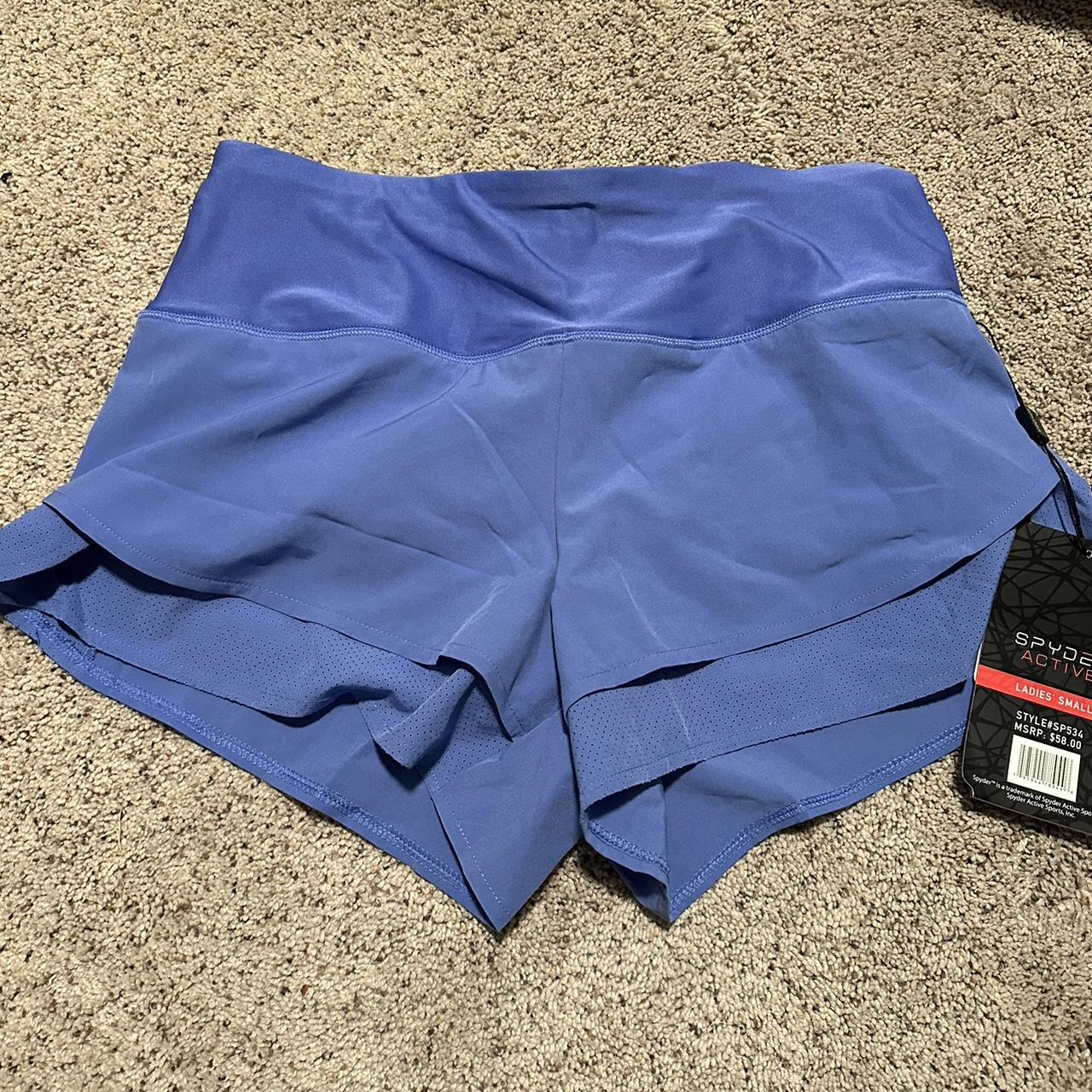 Spider active periwinkle shorts with back pocket... - Depop