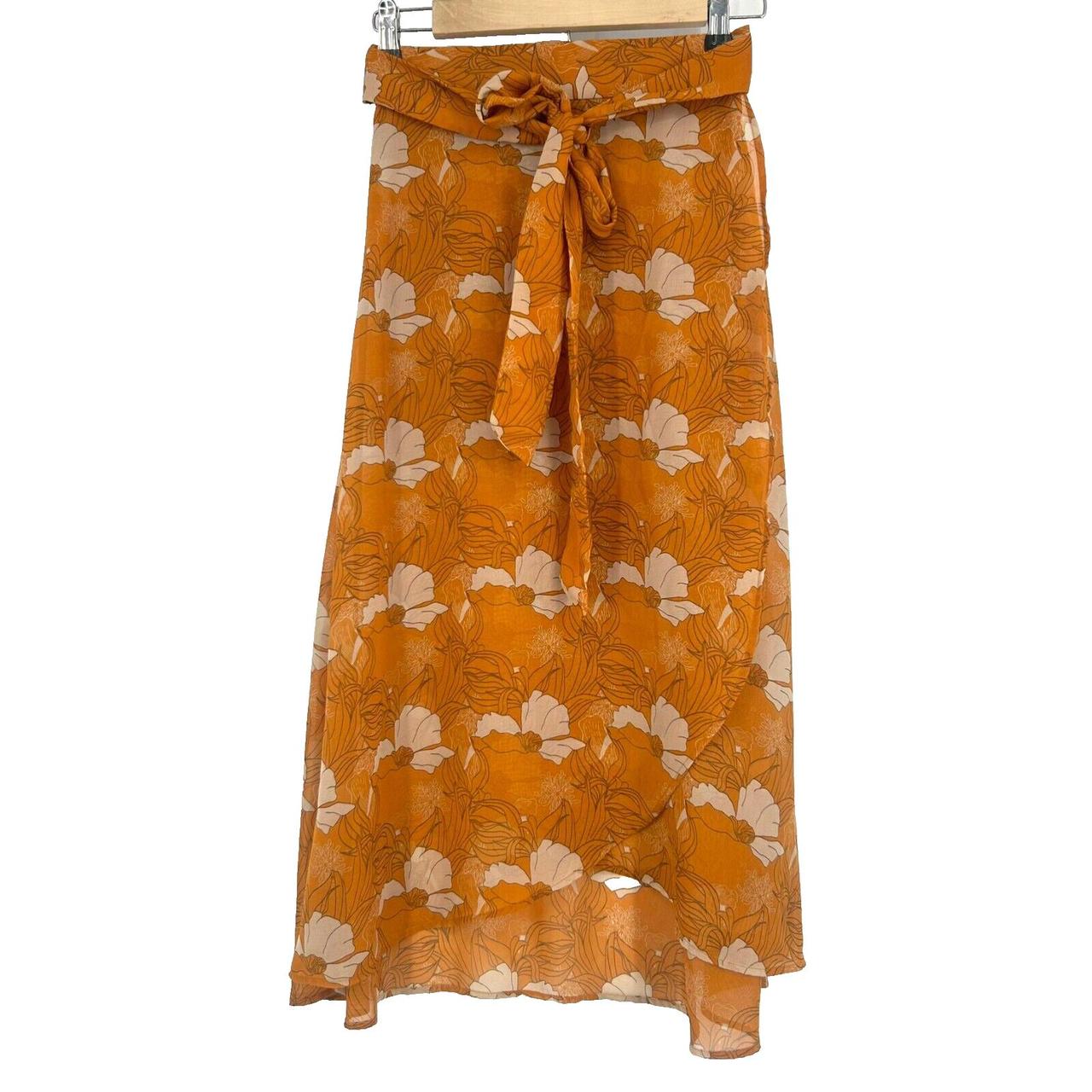 MOUSSY Women's Maxi Skirt Orange S – Moussy Boho Floral Maxi
