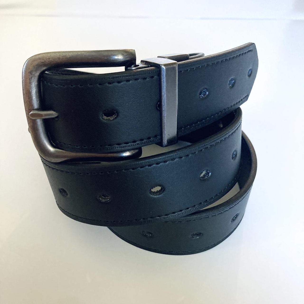 Reversible Black Faux Leather Belt Size... - Depop