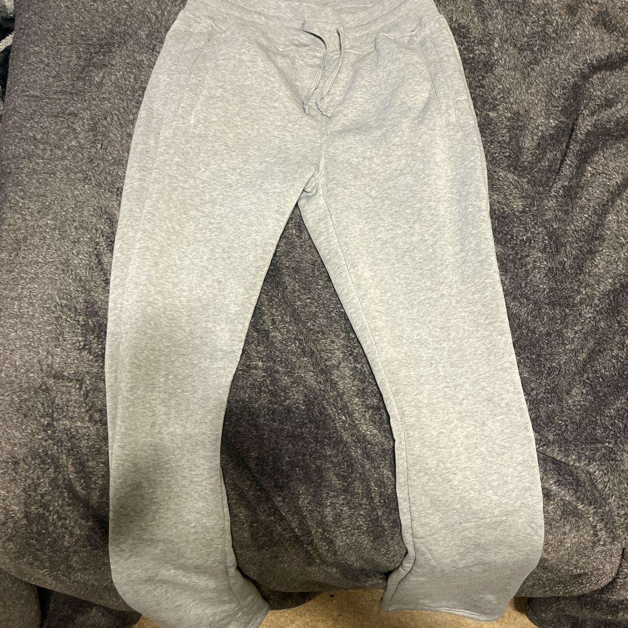 Stacked Grey Sweatpants Stacked Grey Flare... - Depop