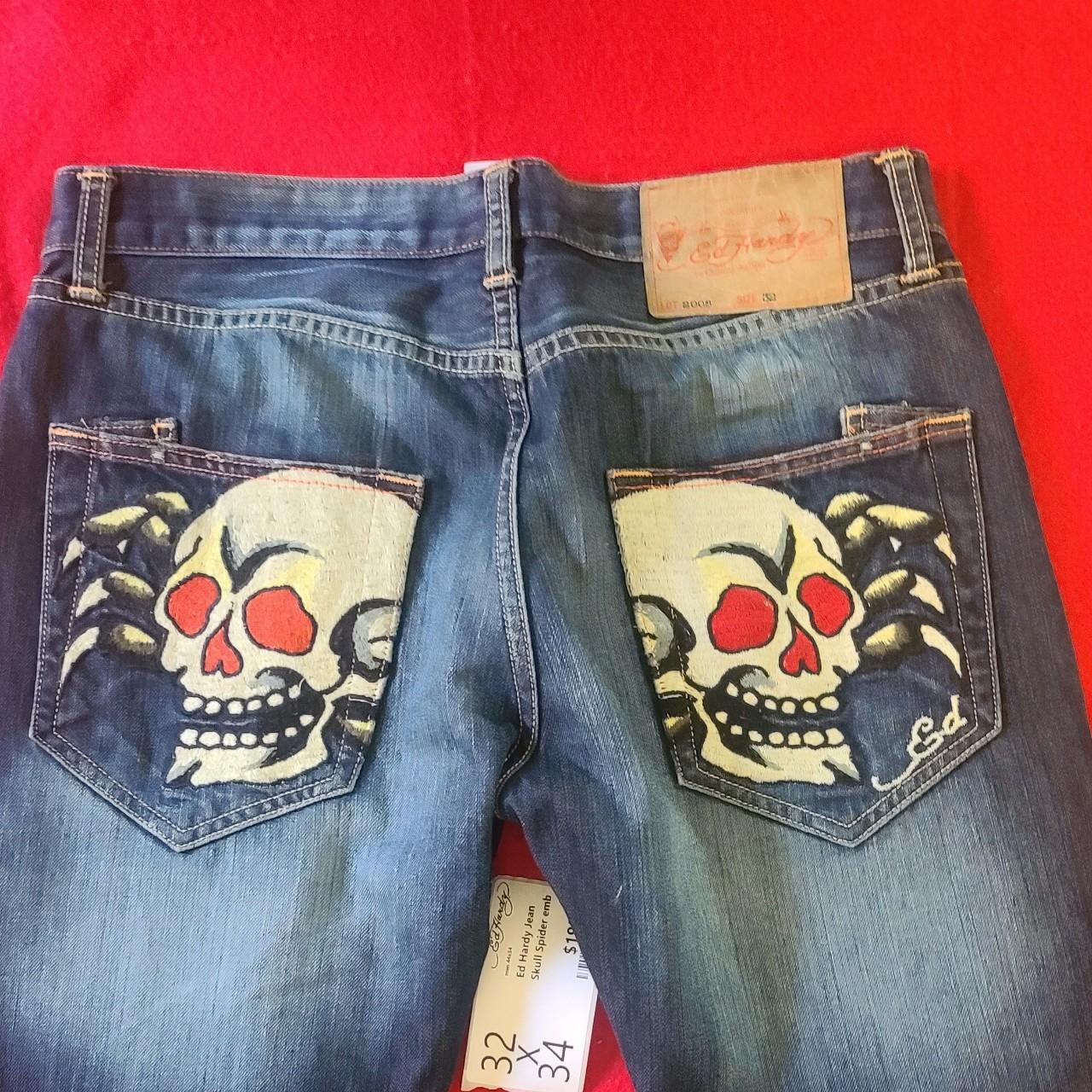 ED HARDY 2009 Scorpion Skull outlets Jeans Size 38x34 Color: Blue, Multi Condition: Like