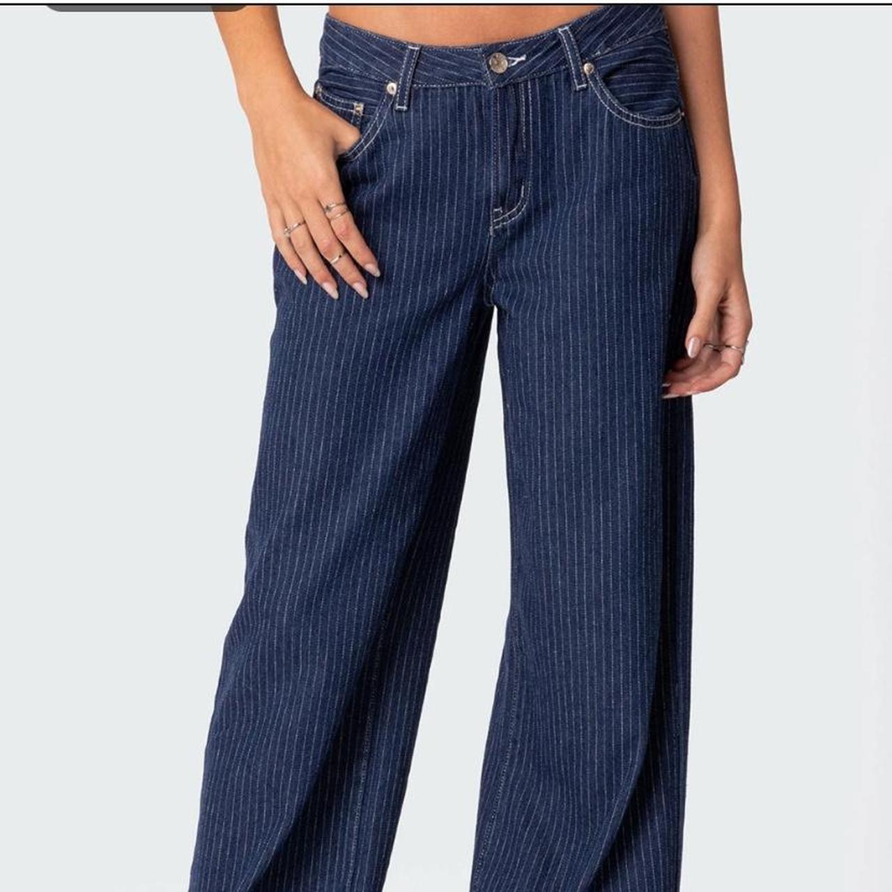 Pinstripe jeans women best sale