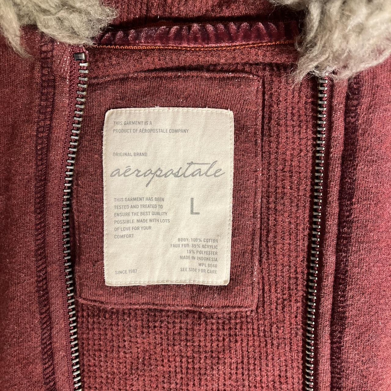 aeropostale fur hood jacket vest fits more like a... - Depop