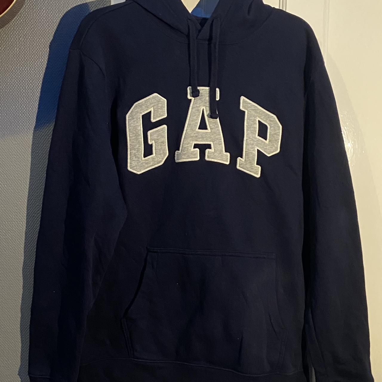 Gap Men's Navy and Grey Hoodie | Depop