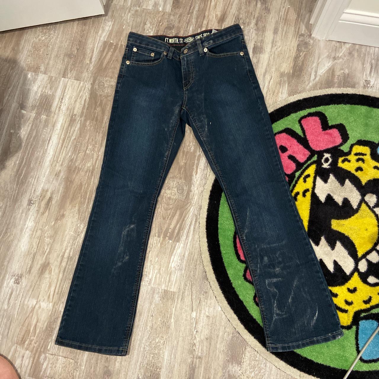 Dickies jeans with minor detailing on legs relaxed... - Depop