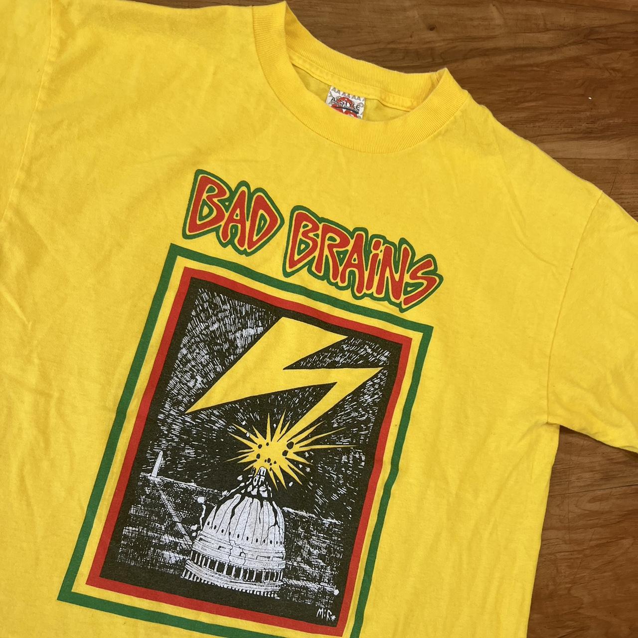 Vintage 90's Bad Brains tee - yellow - adult - Depop