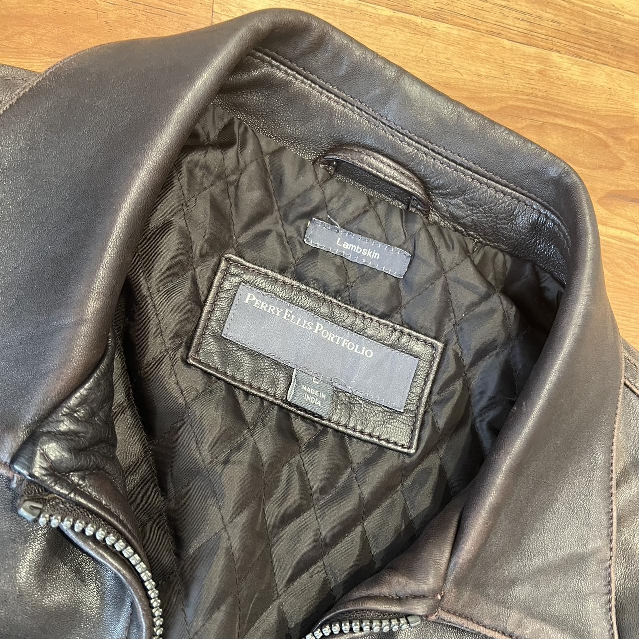 Perry ellis lambskin leather jacket best sale