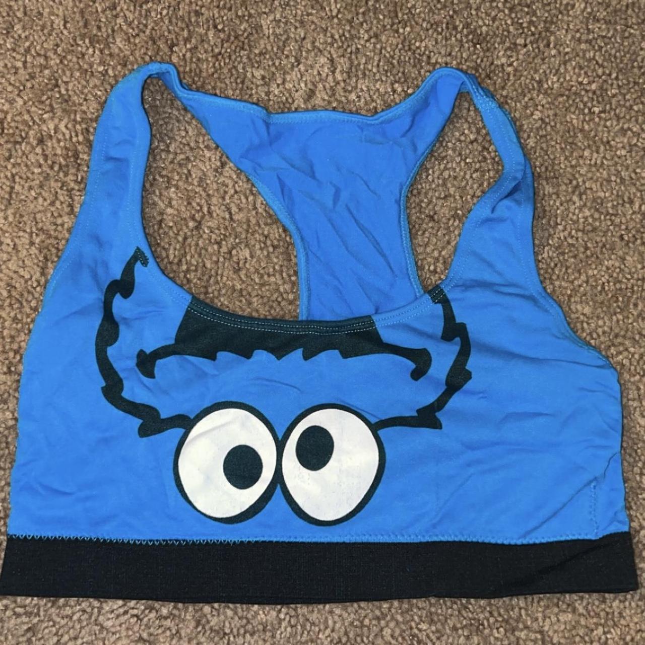 【crinkle crinkle crinkle】monster bra COOKIE MONSTER Padless Bra SMALL This bra is sooo | Depop