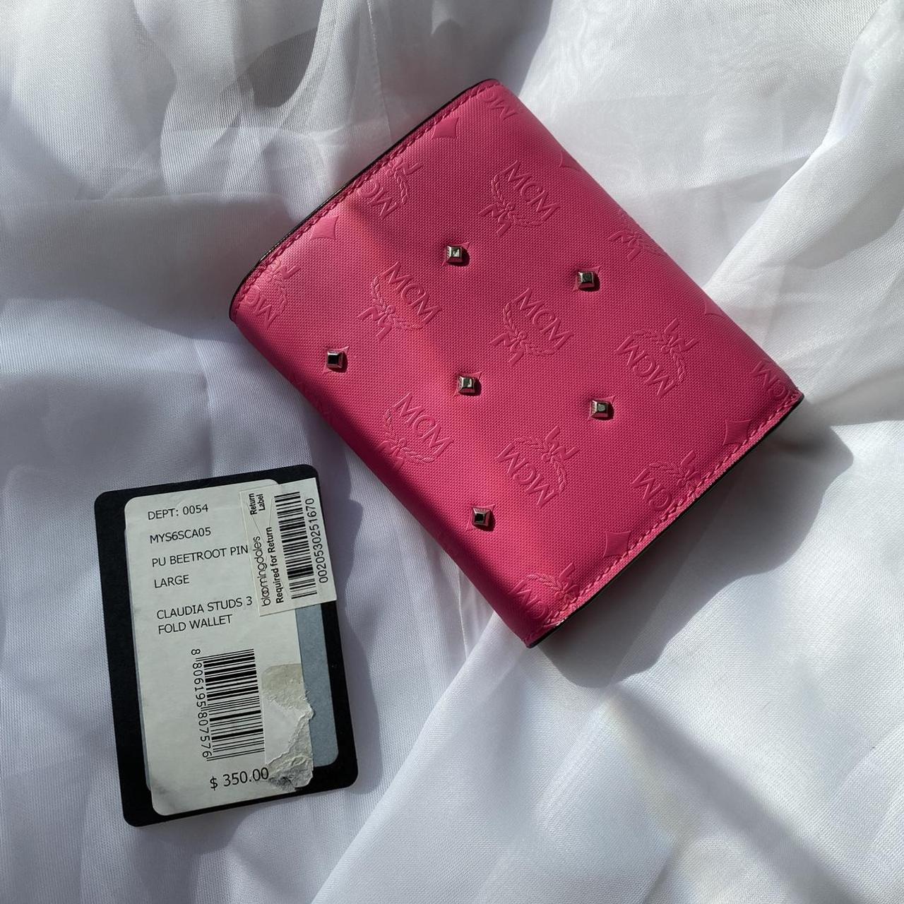 MCM Pink Claudia Studded Wallet Like new Depop