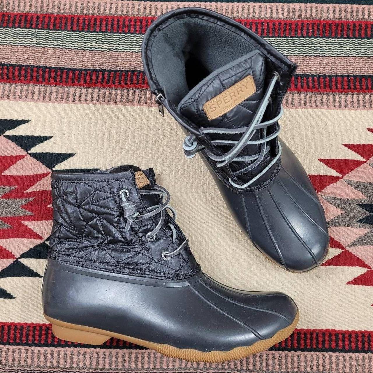 Sperry Black Saltwater Quilted Duck Boots Depop