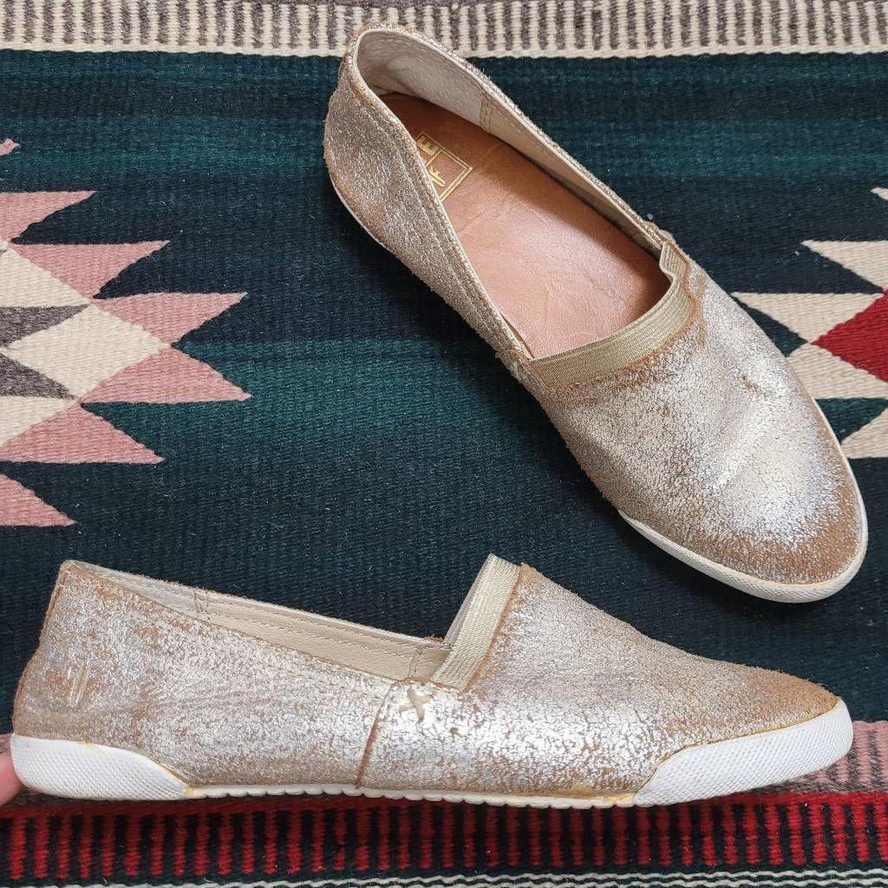 Frye Melanie Metallic Gold Leather Slip On Sneakers. Depop