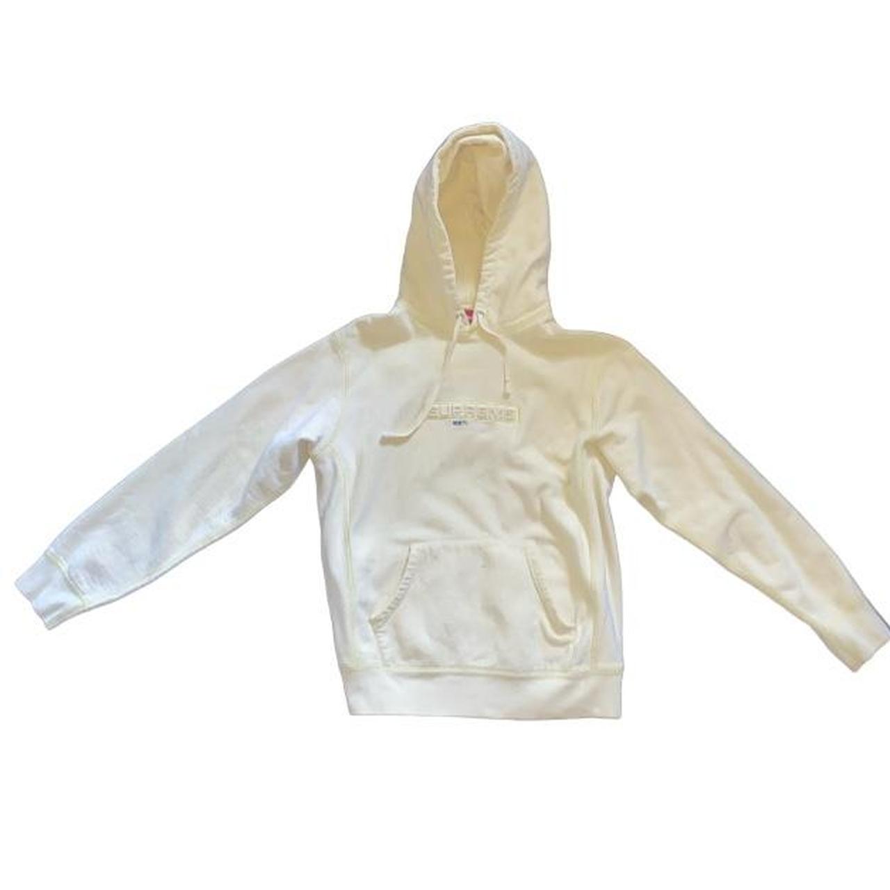 Pastel yellow and blue supreme hoodie Size S Depop