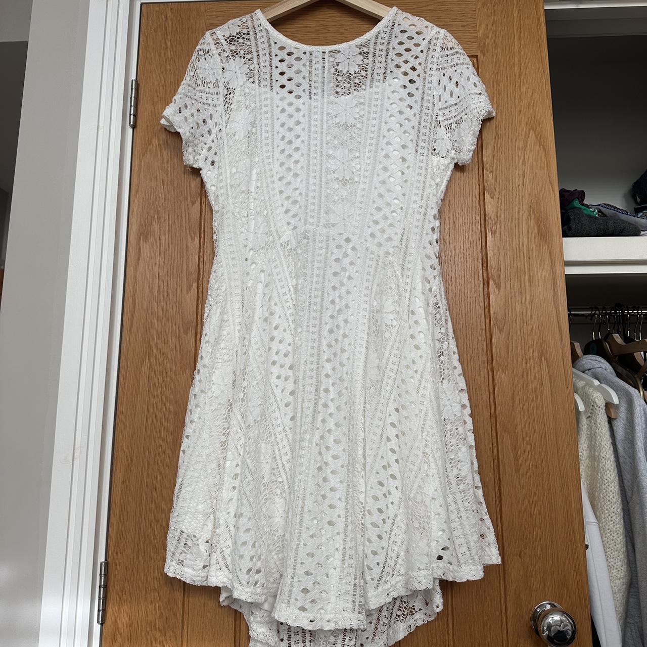 Beautiful white lace dress with sewed in under... - Depop