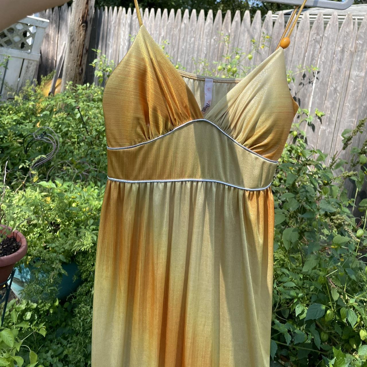 Stunning 2000s sparkling yellow pecas USA dress... Depop