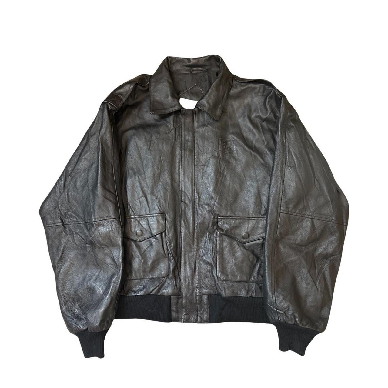 Vintage Burk’s Bay Black Leather Biker Bomber Jacket... - Depop