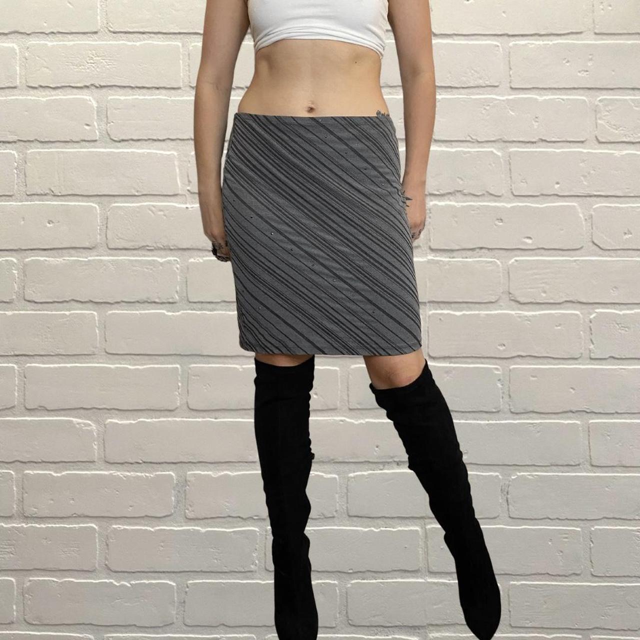 Y2k striped midi skirt 61% rayon 39% polyester Depop