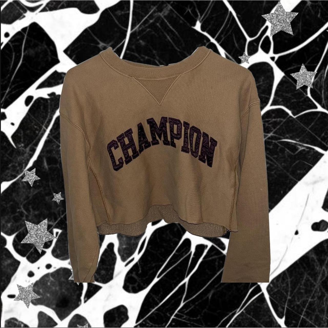 Tan Champion cropped Hoodie great condition :) Depop - Main Image