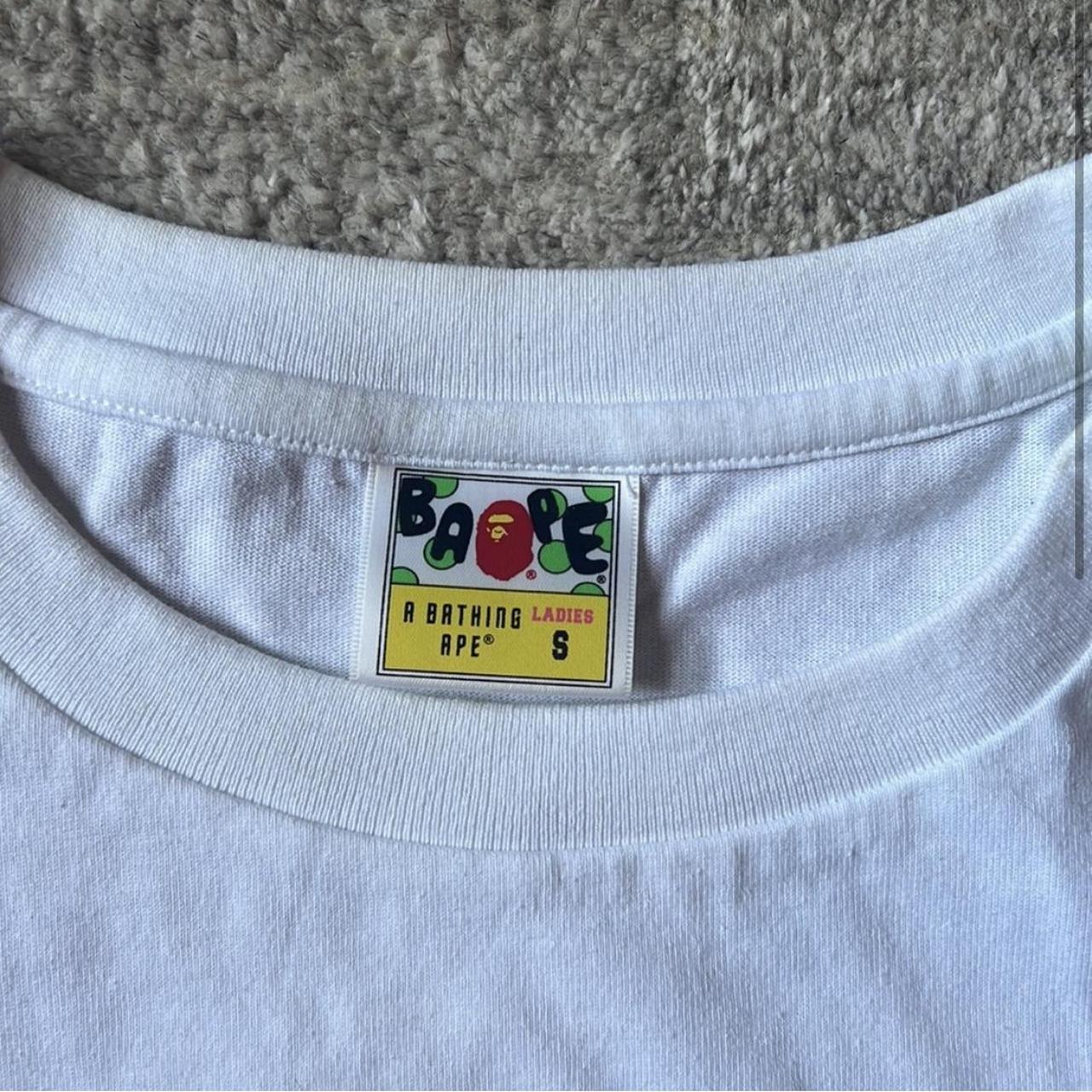 BAPE Women's White and Pink T-shirt | Depop