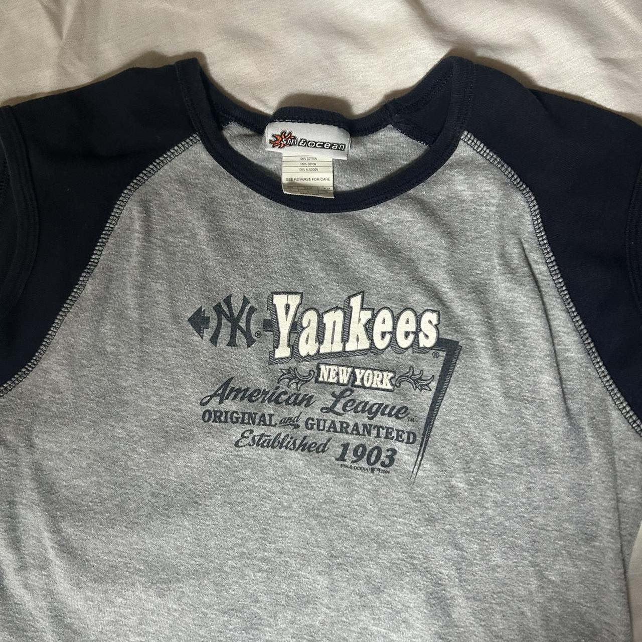 Stin & Ocean Yankees tee/baby tee with cute graphic - Depop