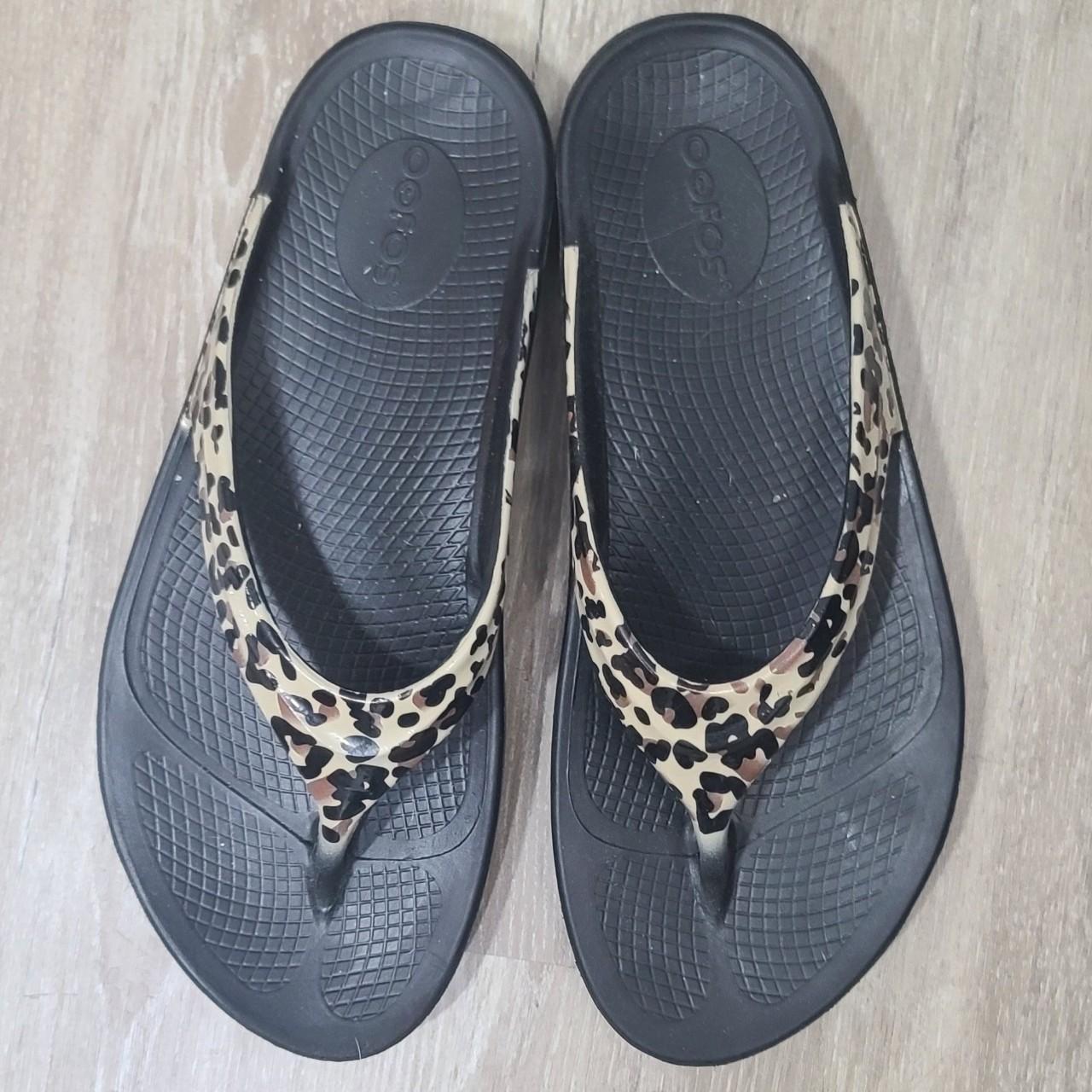 Oofos Oolala Sandals Women's 10 Limited Leopard - Depop