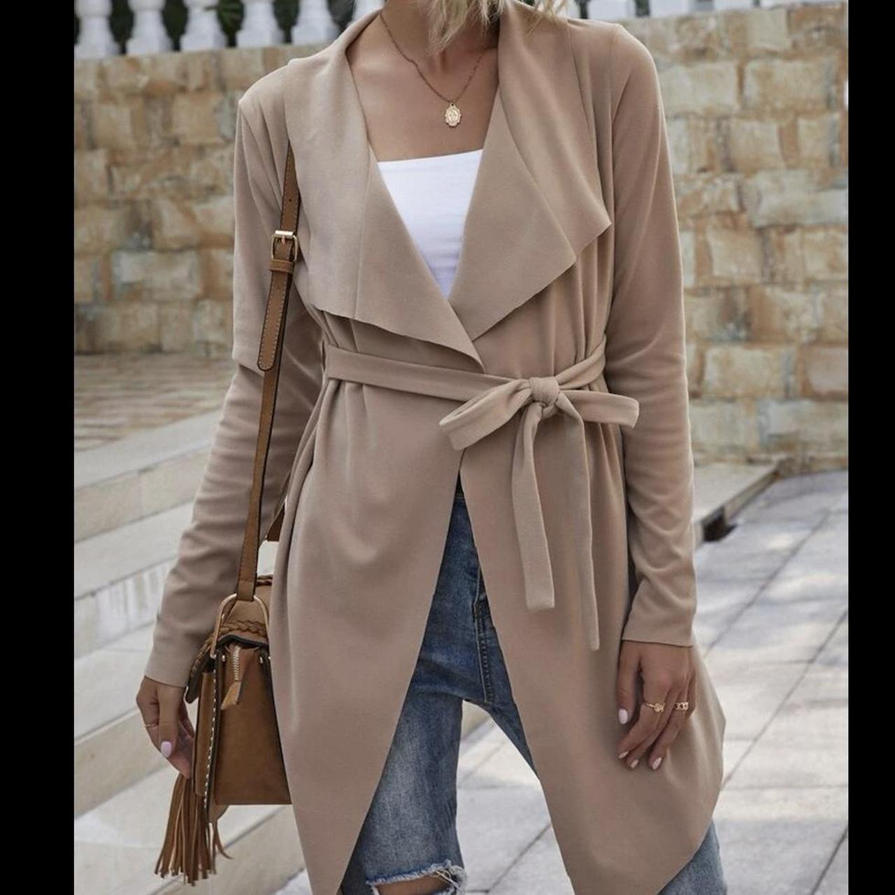 cream colored wrap coat