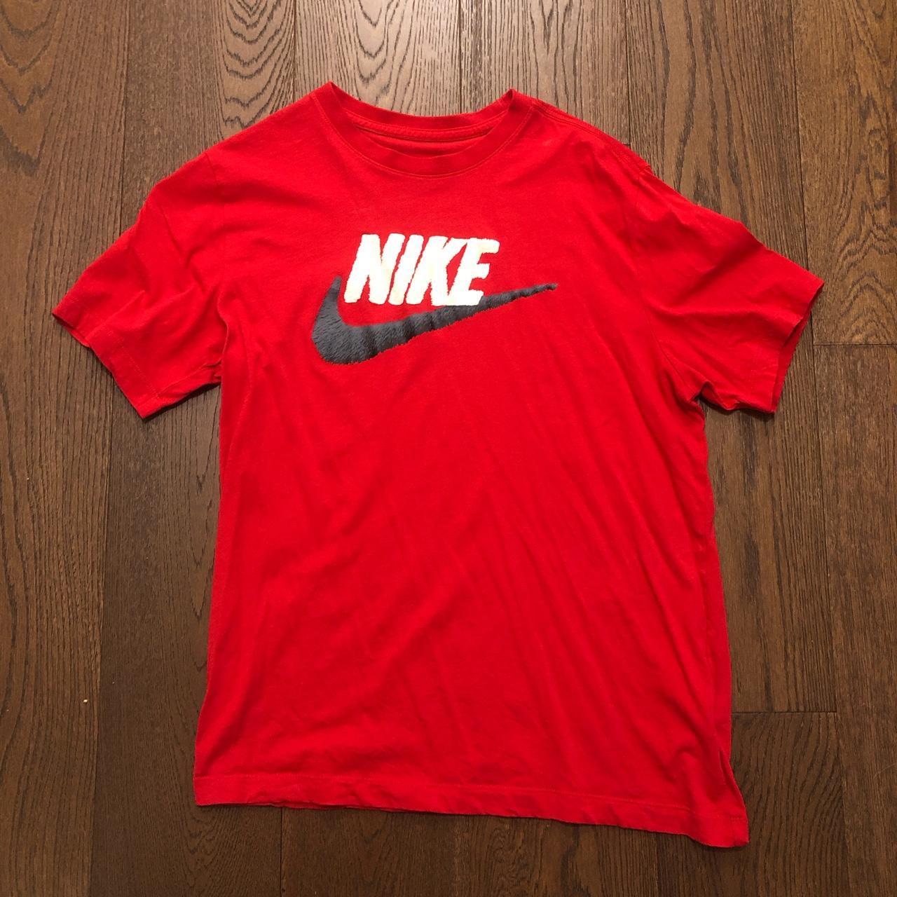 bright crimson color nike shirt