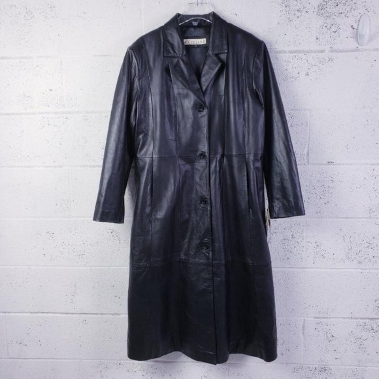 Vintage Excelled Leather Trench Coat Mens XL Black