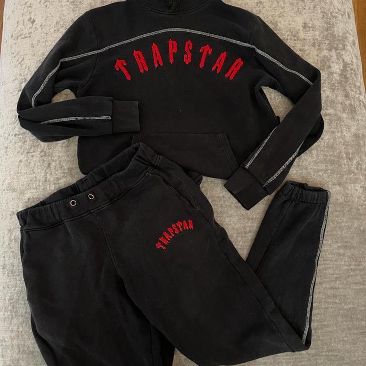 Black and red online trapstar tracksuit