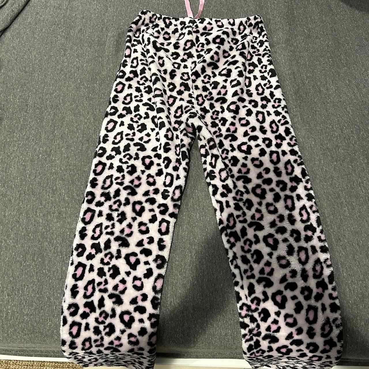 Y2K McBling small pink cheetah print pajama pants... - Depop