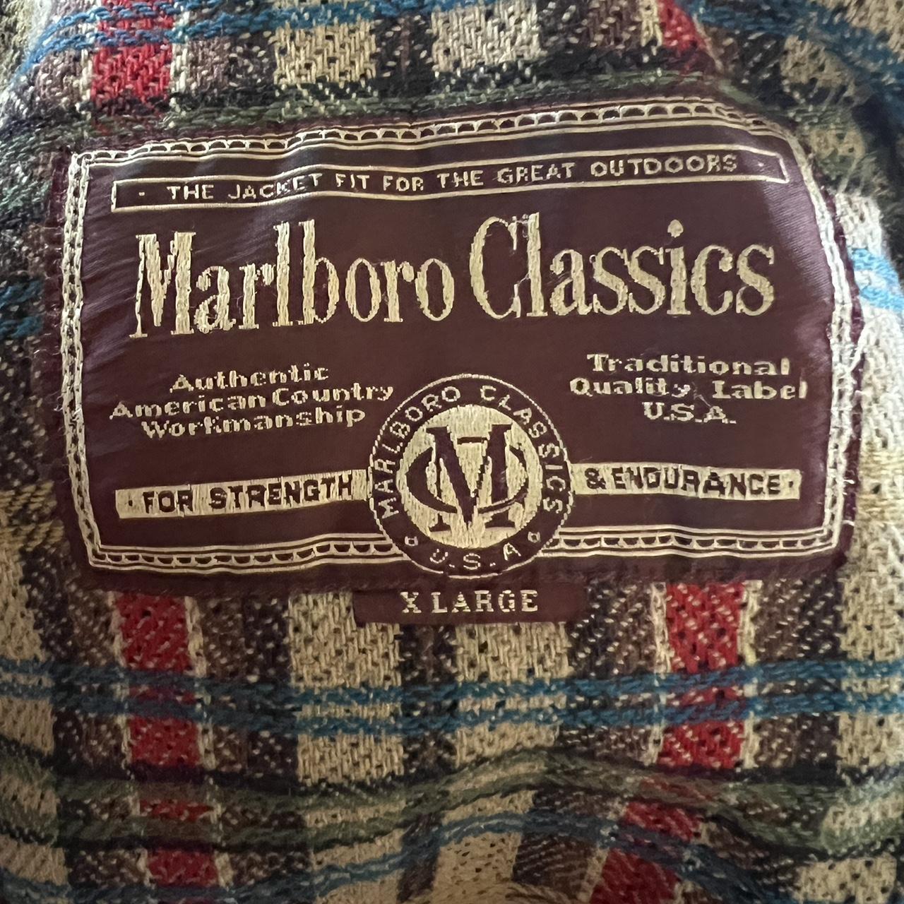 Vintage Marlboro padded/quilted canvas bomber... - Depop