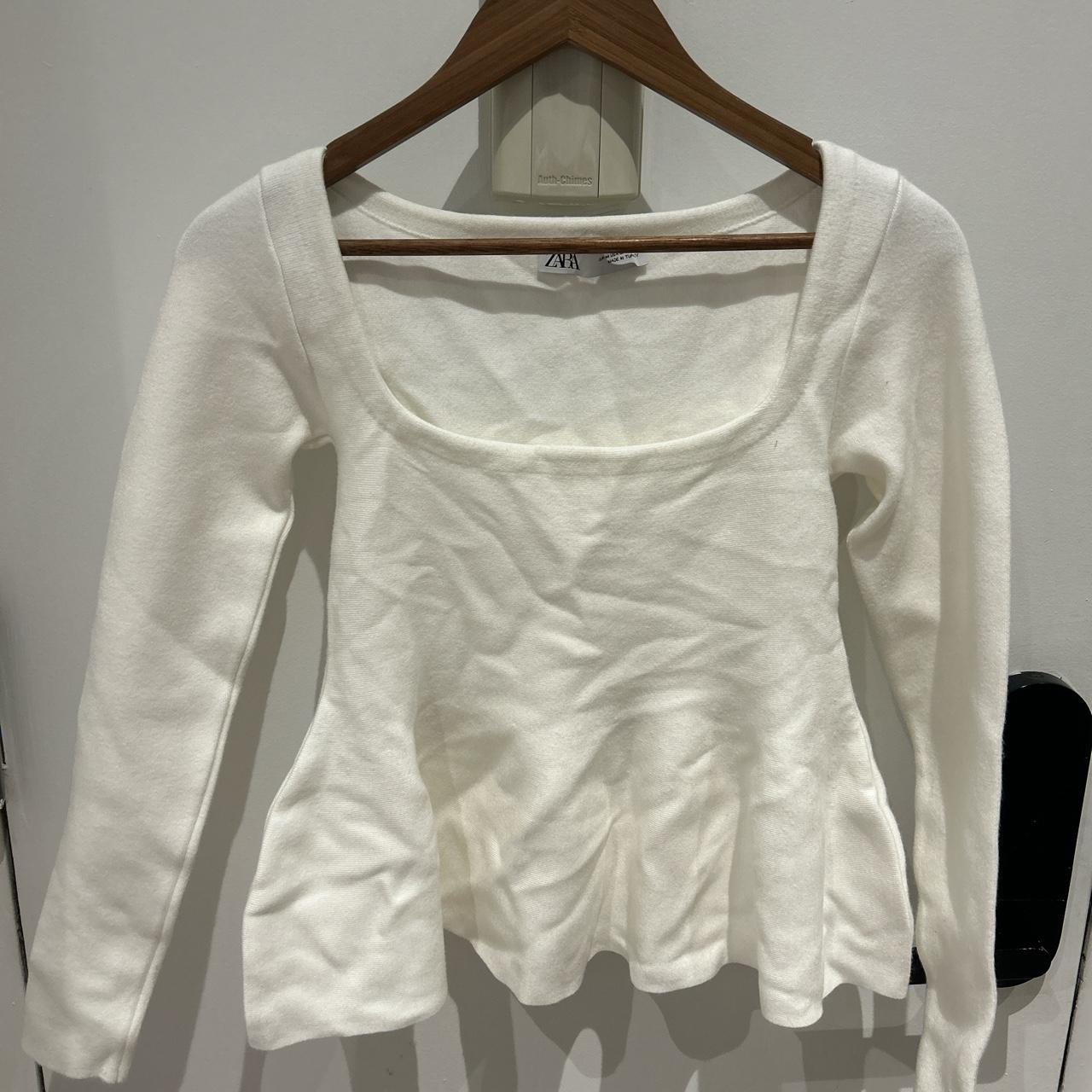 Zara Women's White Crop-top | Depop