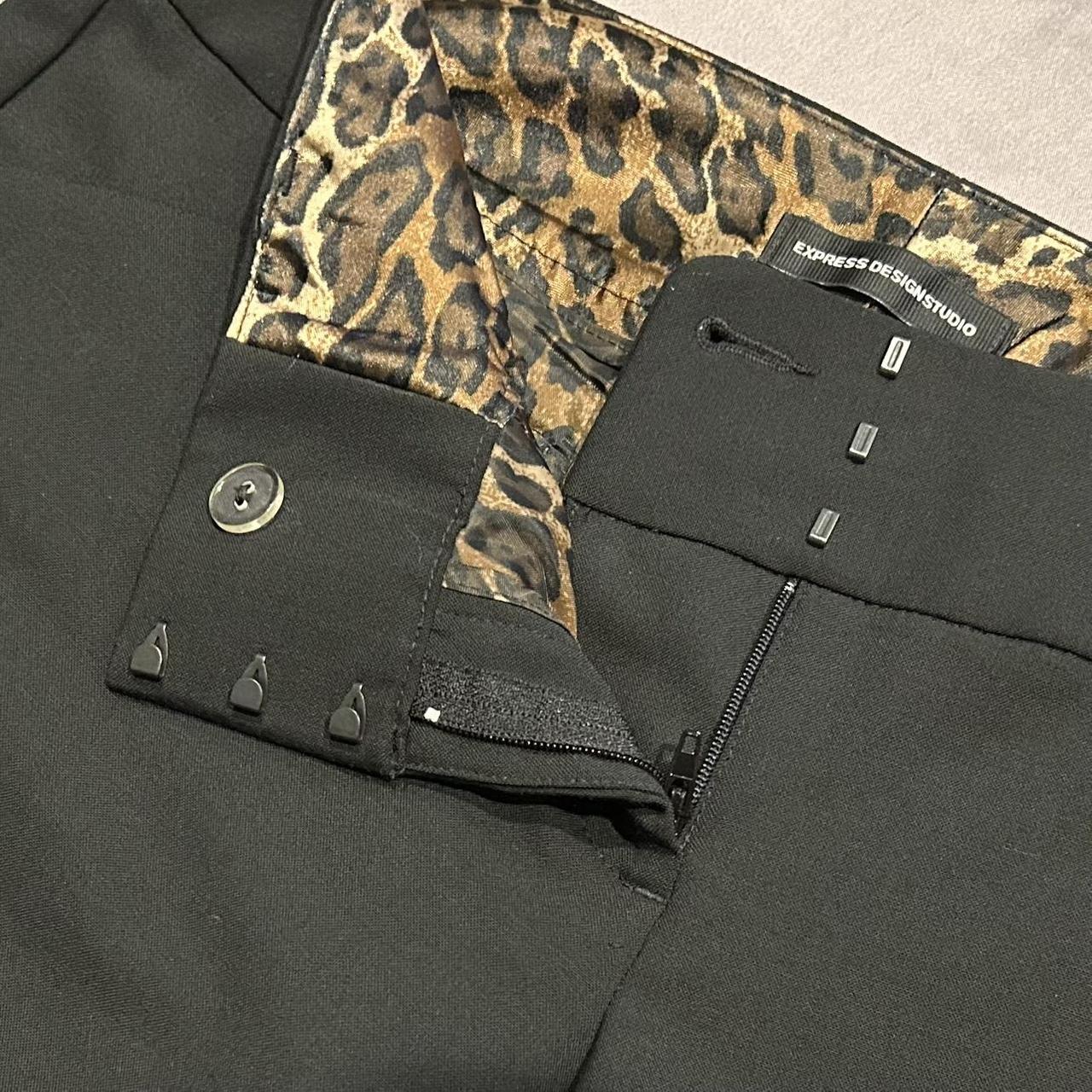 Black flare leg mid/ low rise slacks pants with 90s... - Depop