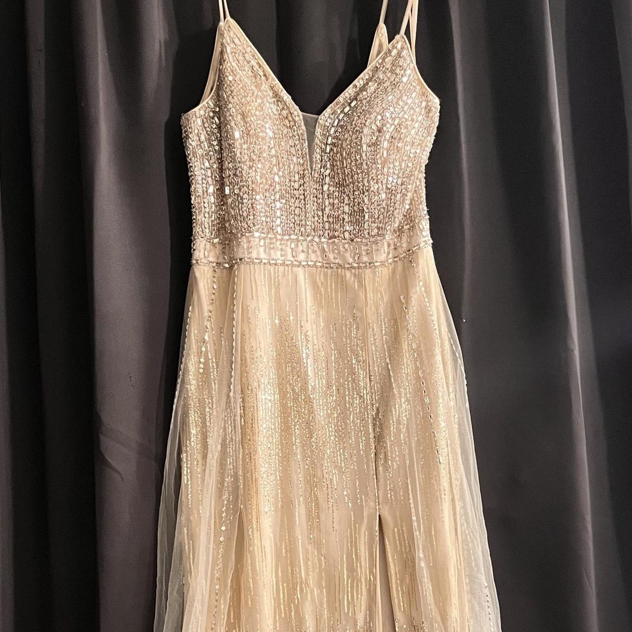 Gold Prom dress with silver accents! - Depop