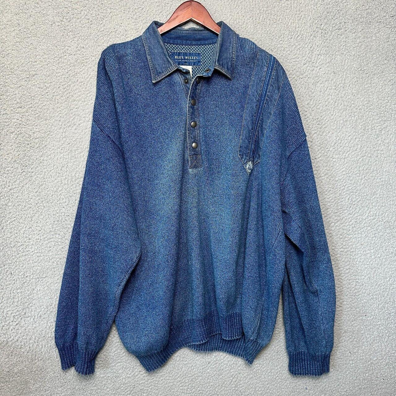 Blue Willis Sweater Mens XXL 2XL Knit Pullover Denim. Depop