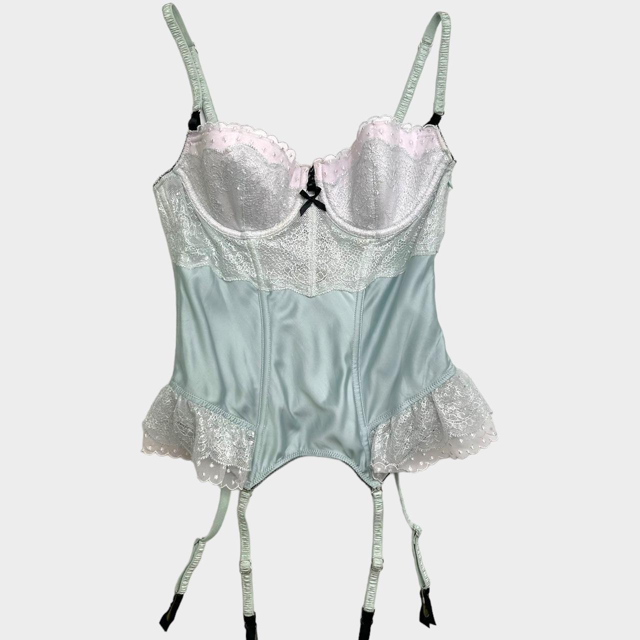 Victoria's Secret Women's Green and Blue Corset Depop