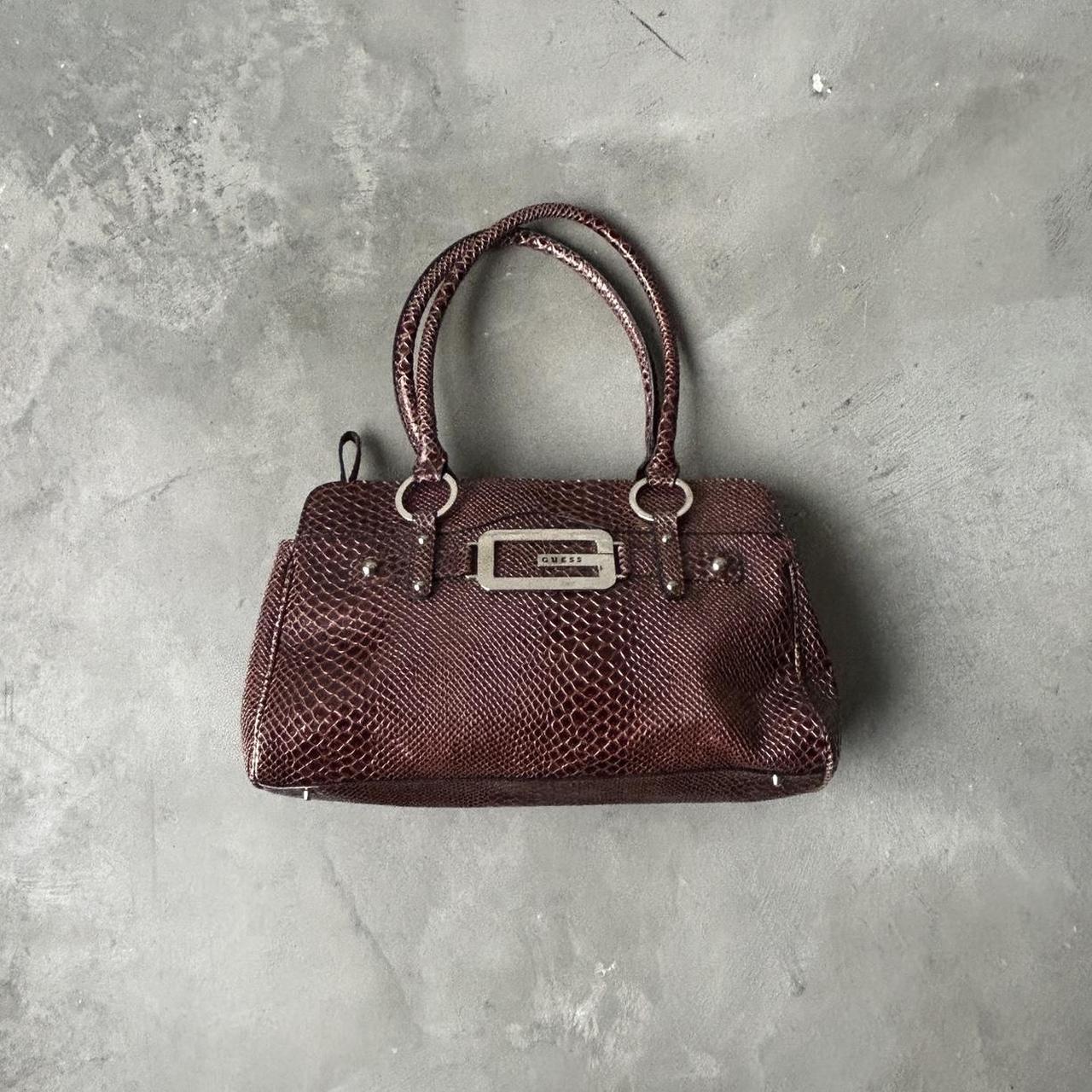 vintage y2k burgundy Guess shoulder bag with G... - Depop