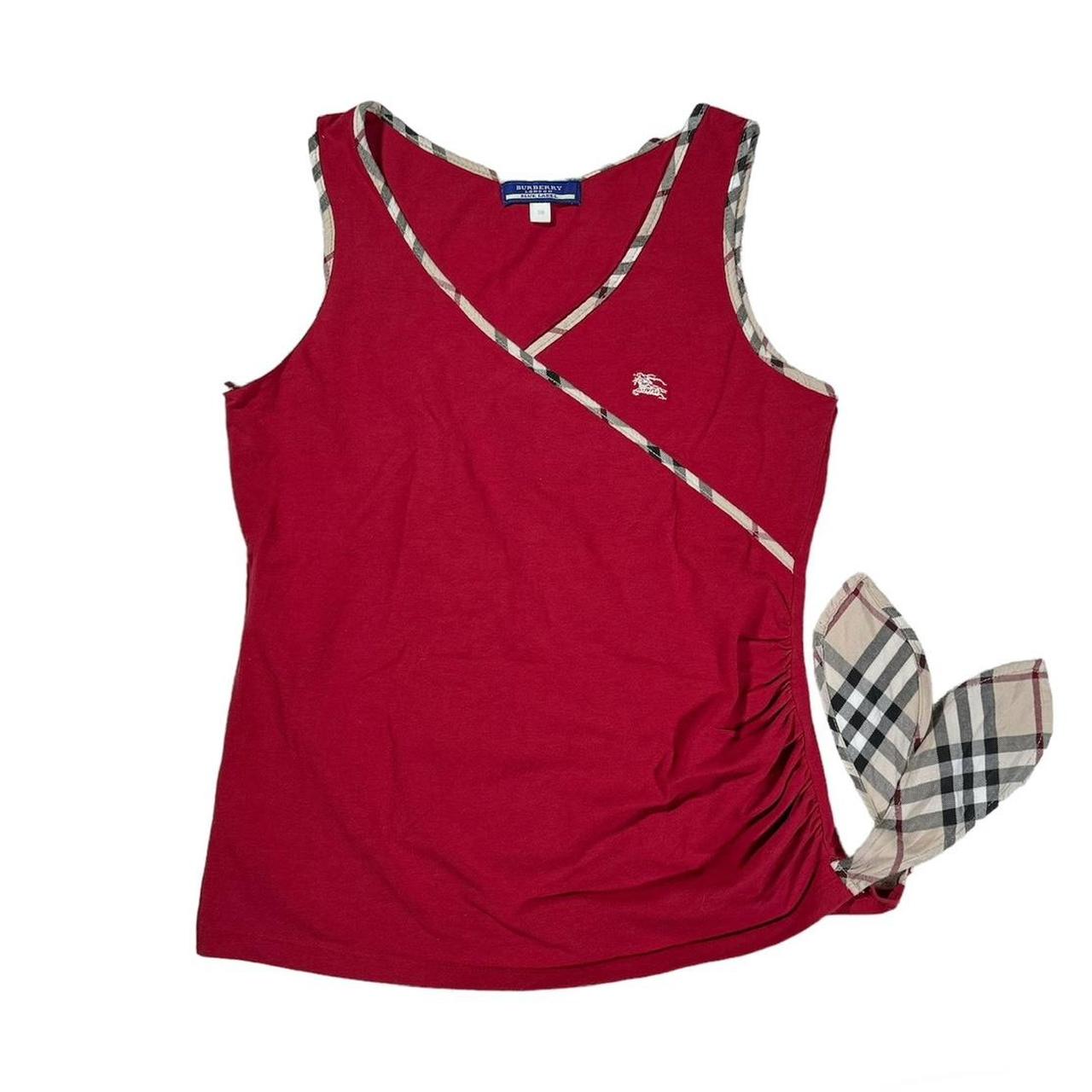 Women’s Burberry red crop top, vest, beautiful... Depop