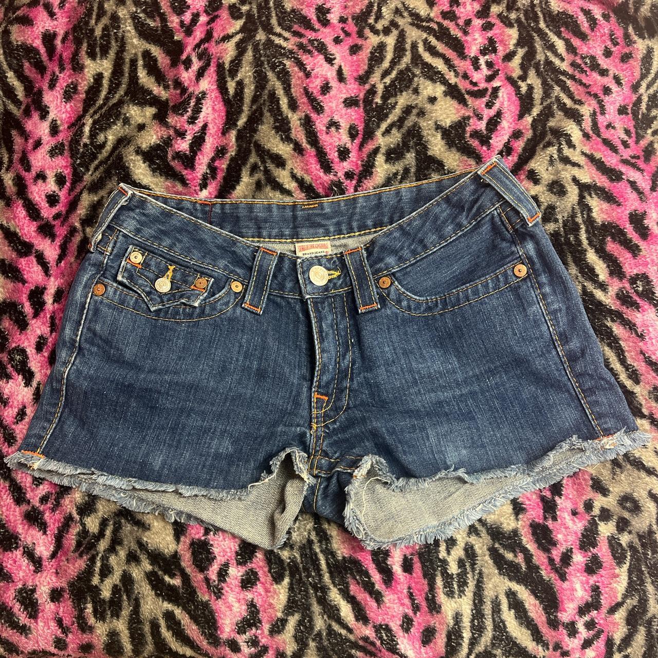 True Religion Women's Blue Shorts | Depop