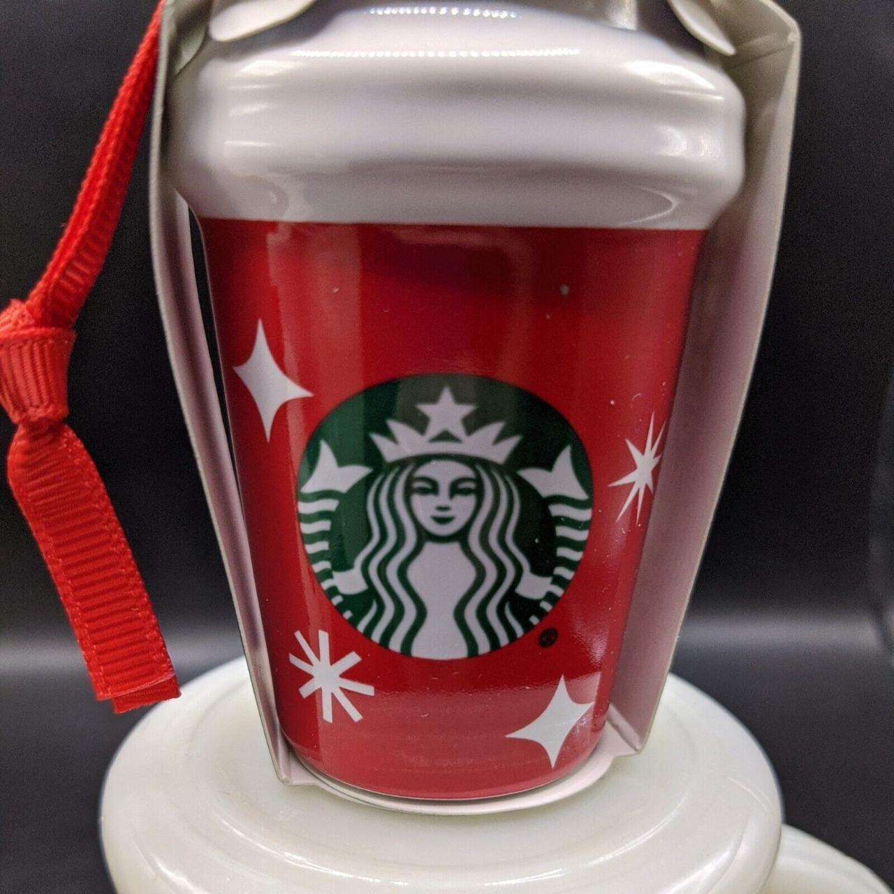 NEW 2022 Starbucks Ceramic Christmas Ornament Red... Depop