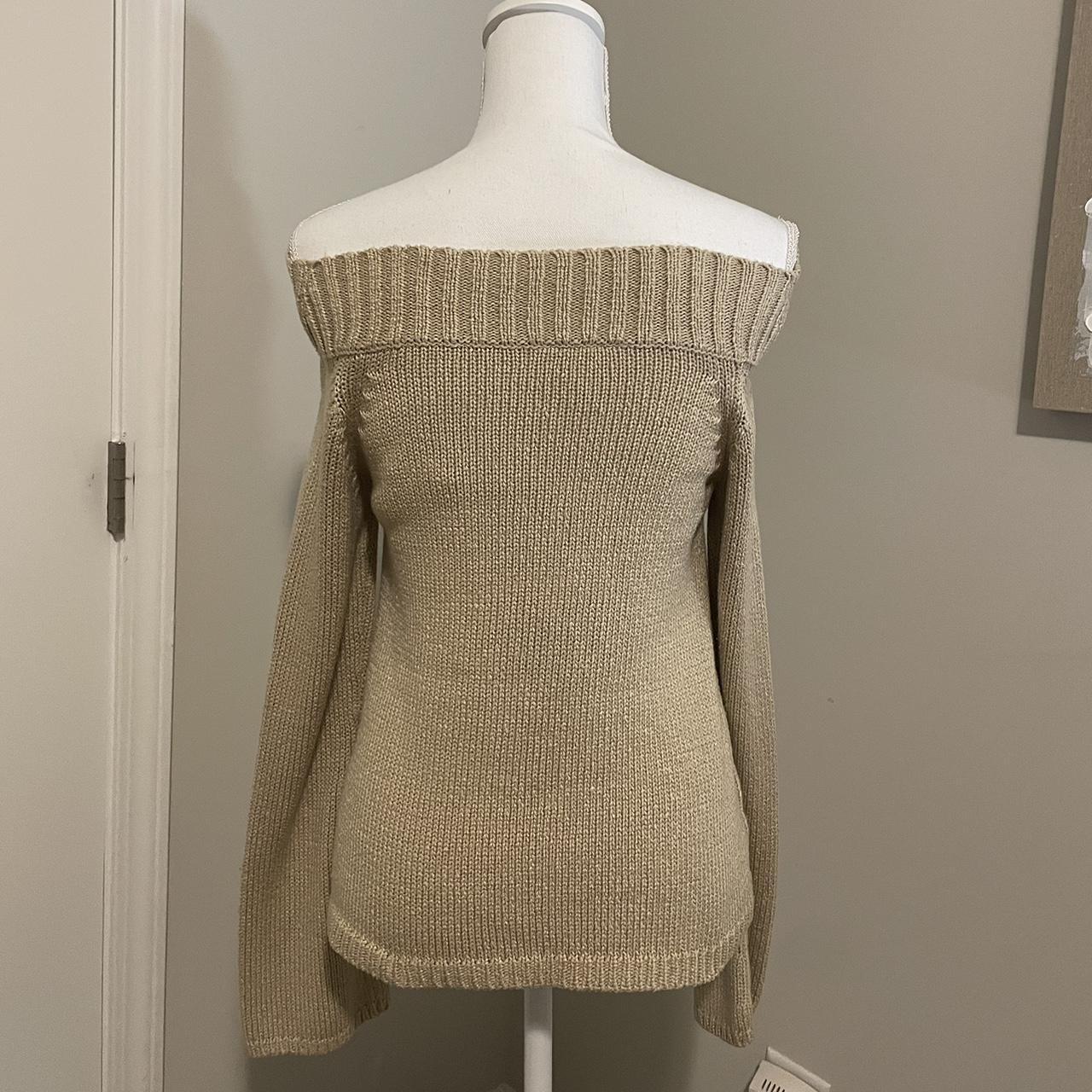 cream knitted off the shoulder sweater! - size... - Depop