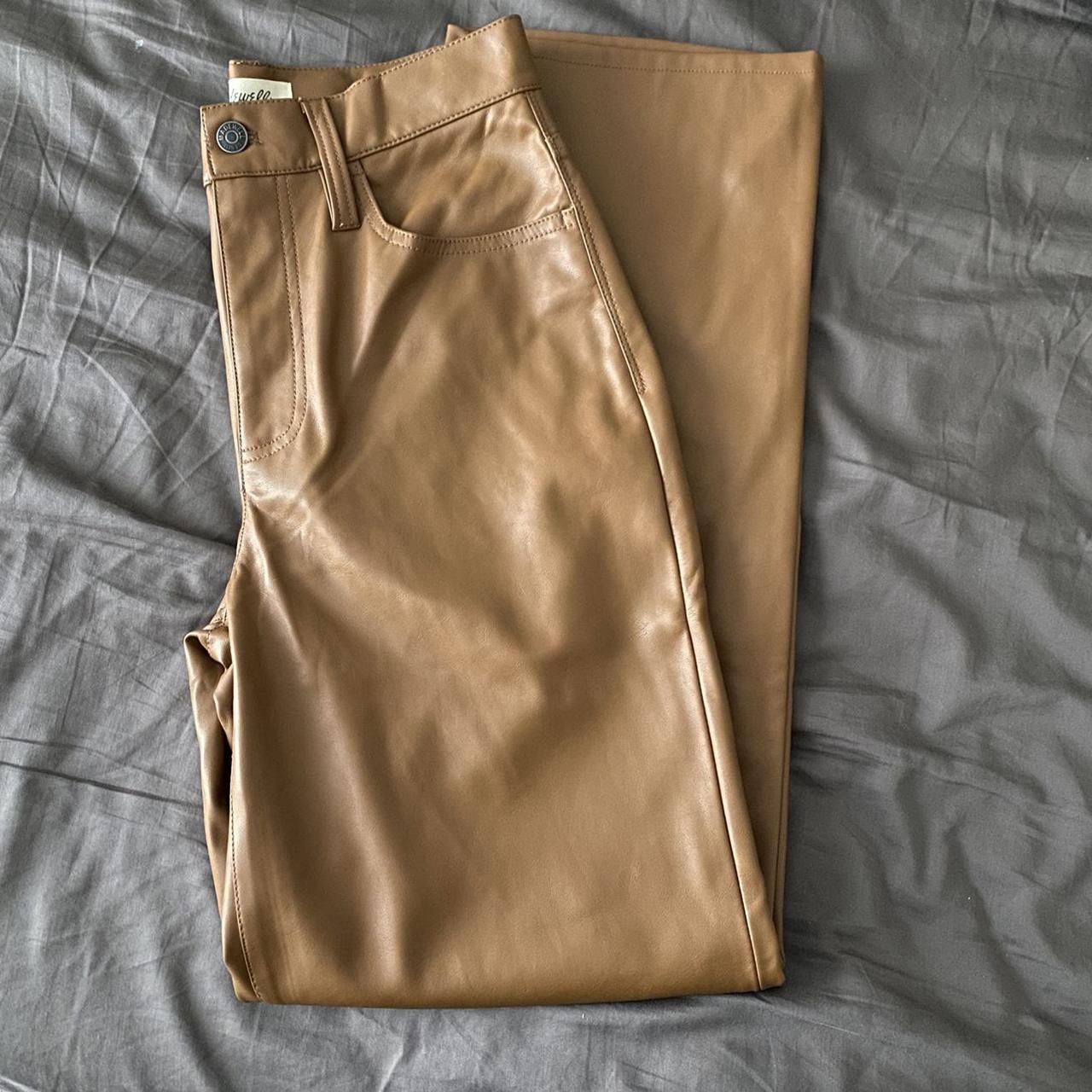 chestnut faux leather pants