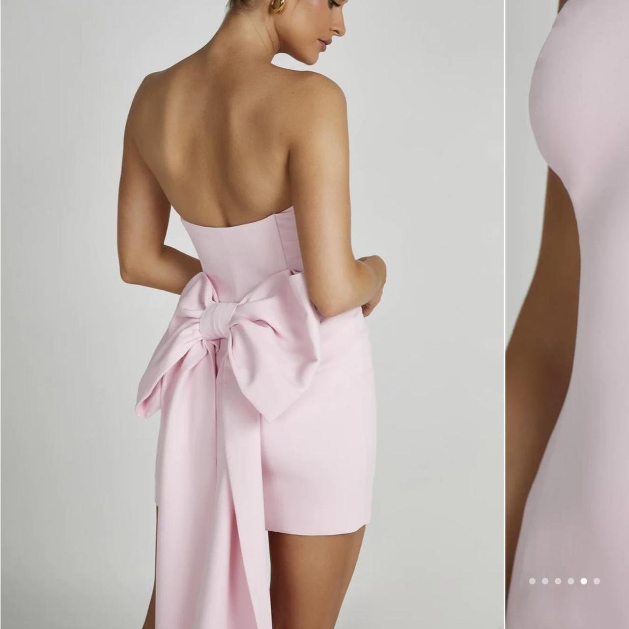 Meredith Strapless Bow Mini Dress - Blush Pink