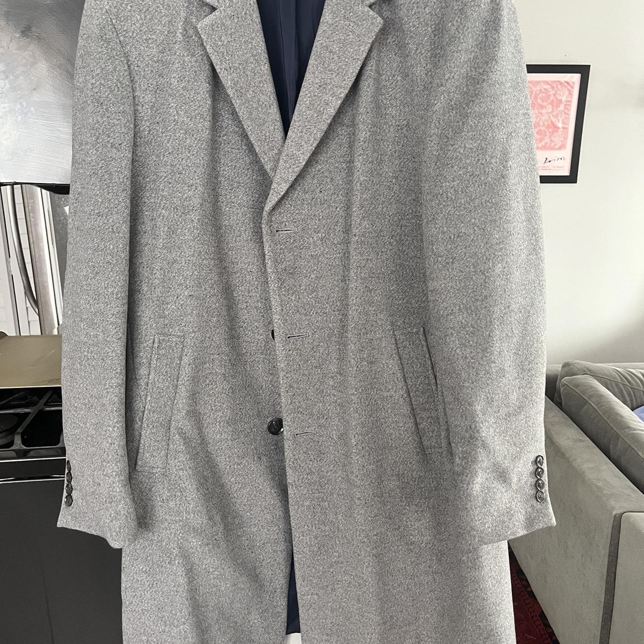 Men’s grey wool top coat Tommy Hilfiger L Size 42,... Depop