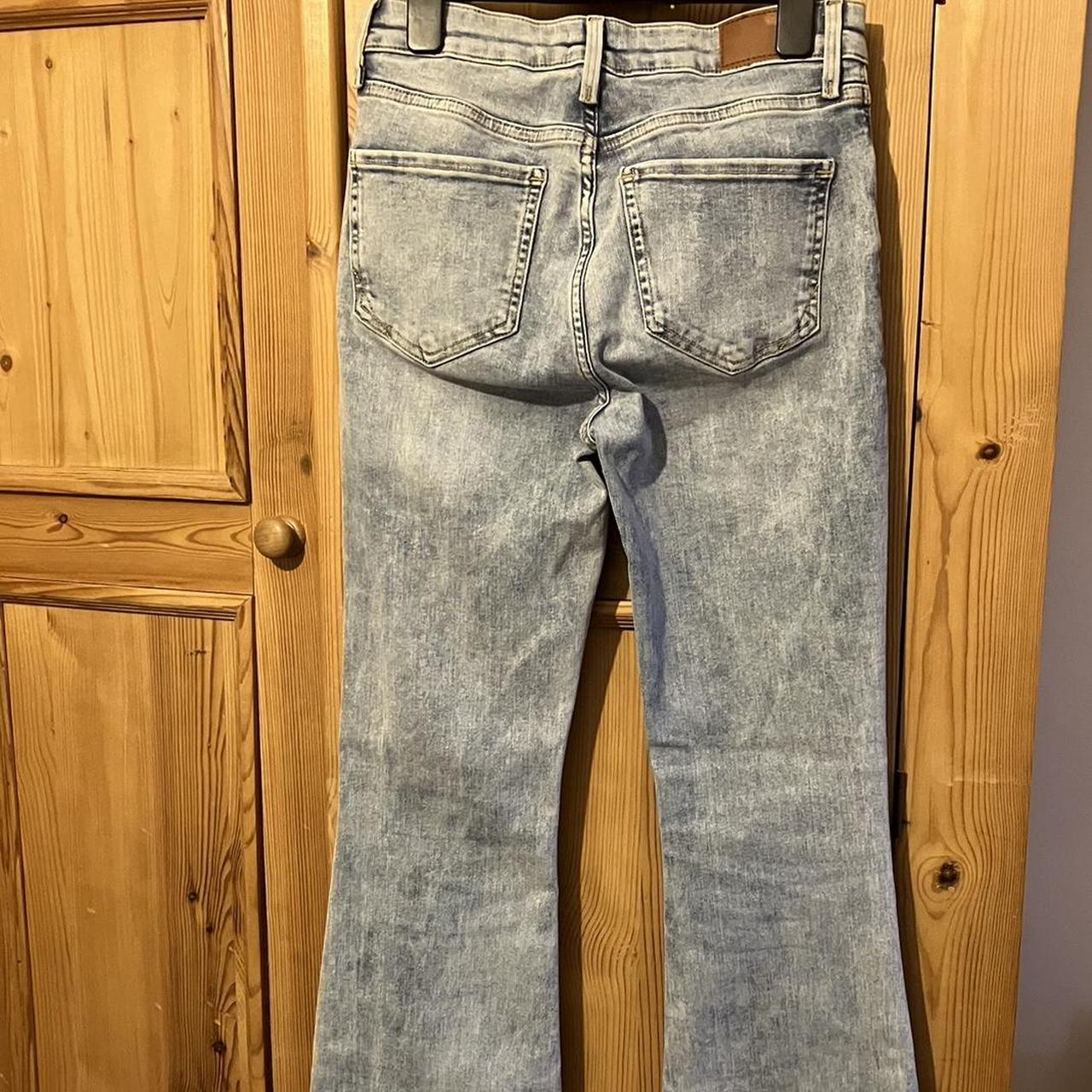 River Island Light Blue Mid Rise Flare Jeans Worn... - Depop