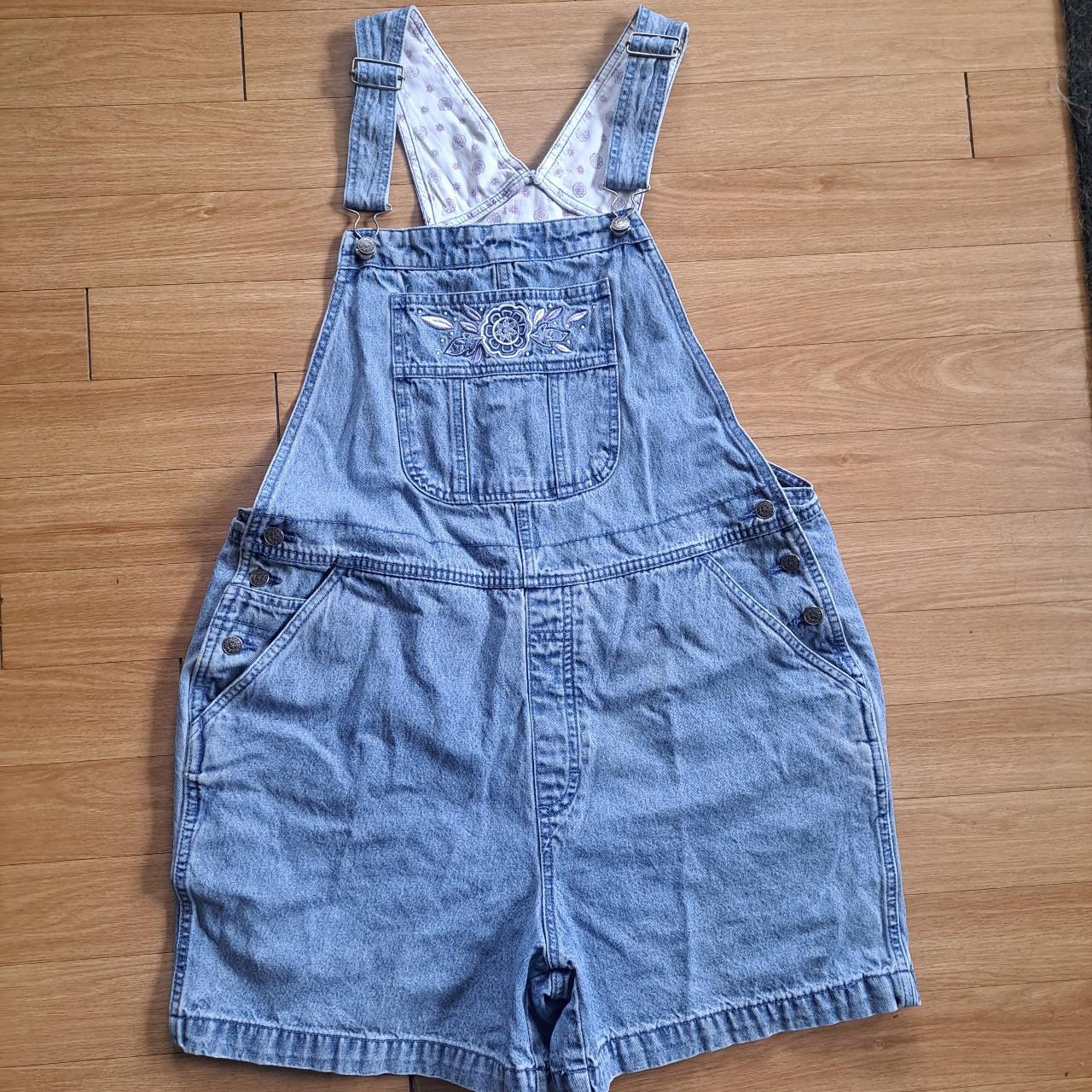 Large Cherokee Embroidered Short Overalls Depop