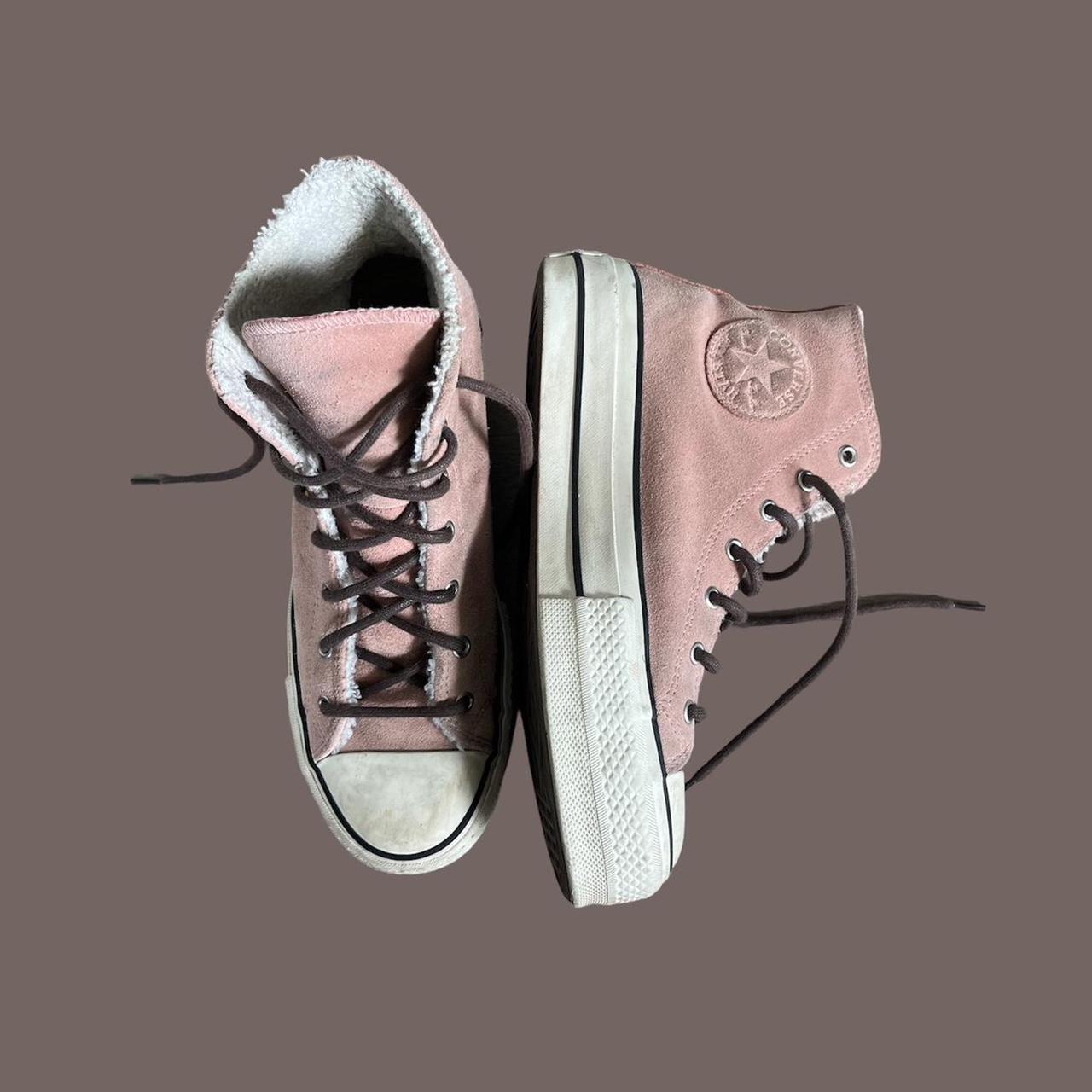 Converse Women's Pink and Brown Trainers | Depop