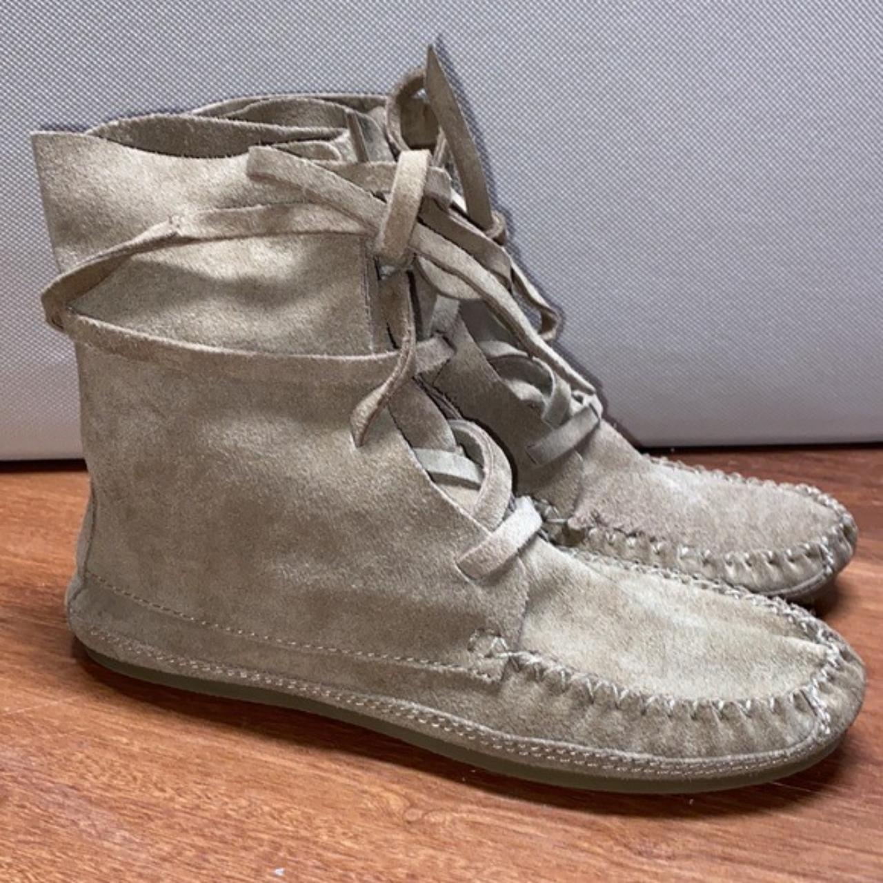 Tan Suede Lace Up Moccasin Booties Super light &... - Depop
