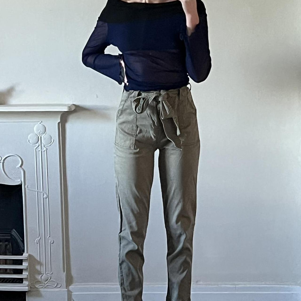 Topshop elastic back trouser in khaki | ASOS